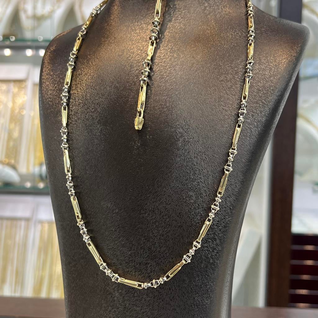 14k gouden ketting met armband set monte carlo, Ophalen of Verzenden, Zo goed als nieuw, Goud