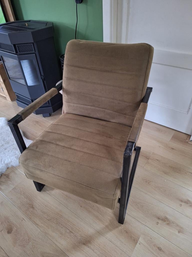 Mooie stevige feauteuils met industriële look, Huis en Inrichting, Ophalen of Verzenden, Minder dan 75 cm, 50 tot 75 cm