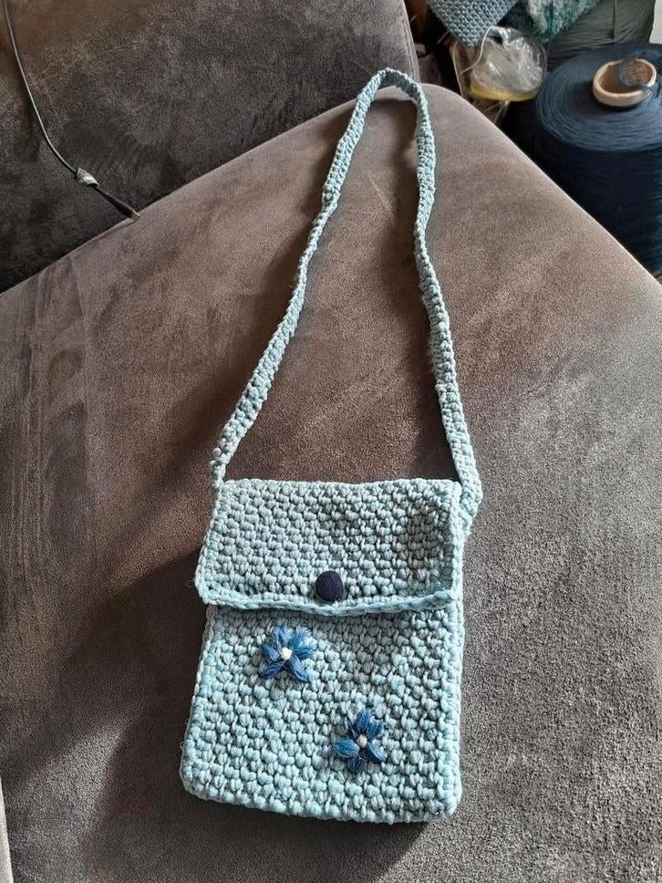 Festival / Telefoon tasje gehaakt, Ophalen of Verzenden, Nieuw, Blauw