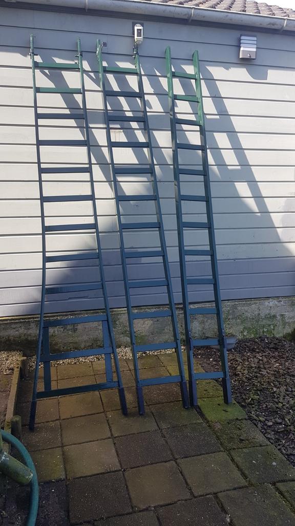 3 delige houten ladder, Ophalen, Gebruikt, Ladder, 4 meter of meer