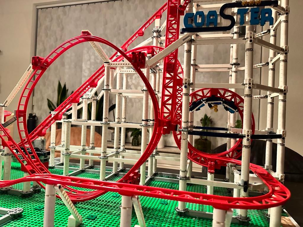 Lego achtbaan met loopings. Set Lego 10261, 2x +veel extras, Ophalen, Gebruikt, Complete set, Lego