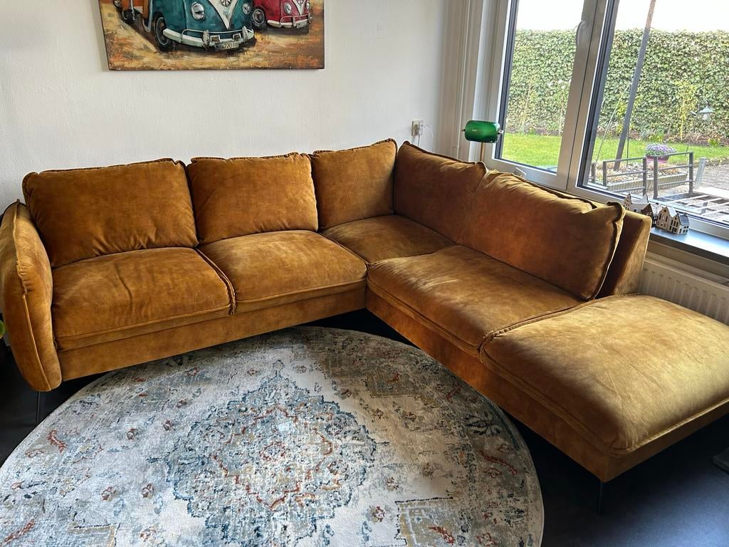 Hoekbank Rechts - Okergeel, Ophalen, Gebruikt, Stof