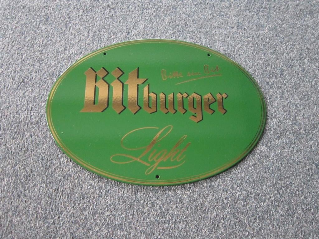 BITBURGER EMAILLE RECLAMEBORD, Verzamelen, Biermerken, Ophalen, Zo goed als nieuw, Reclamebord, Plaat of Schild, Overige merken