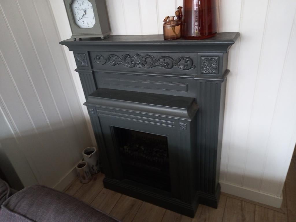 Schouw, elektrische haard met schouw,landelijk, Ophalen of Verzenden, Gebruikt, Vrijstaande haard, Elektrische haard