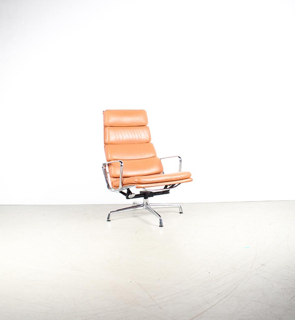 1x Vitra Eames Set EA 222 + 223 Soft Pad Cognac – Chroom, Niet ingevuld, Niet ingevuld, Nieuw, Ophalen of Verzenden