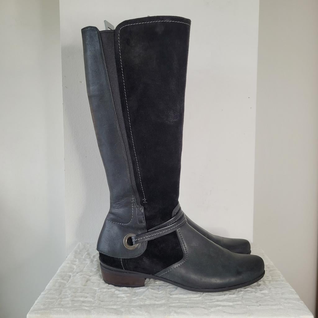 Durea hoge laarzen 40.5 / W D suede leer grijs donker blauw, Hoge laarzen, Durea, Blauw, Ophalen of Verzenden