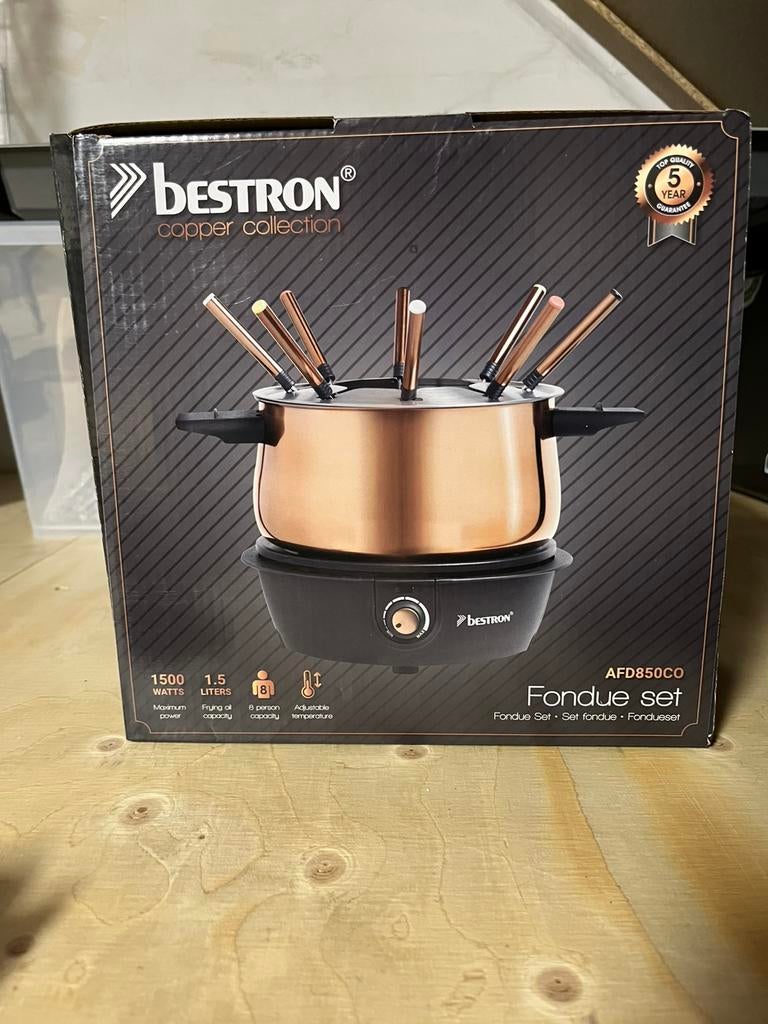 Nieuwe Bestron Koperen Fondue Set - 8 Personen, 1500W, Witgoed en Apparatuur, Fonduesets, Nieuw, Fondueset, Elektrisch, Ophalen