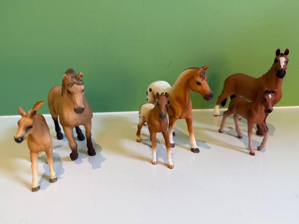 Schleich merrie en veulens, Verzamelen, Dierenverzamelingen, Zo goed als nieuw, Beeldje of Figuurtje, Paard, Ophalen of Verzenden