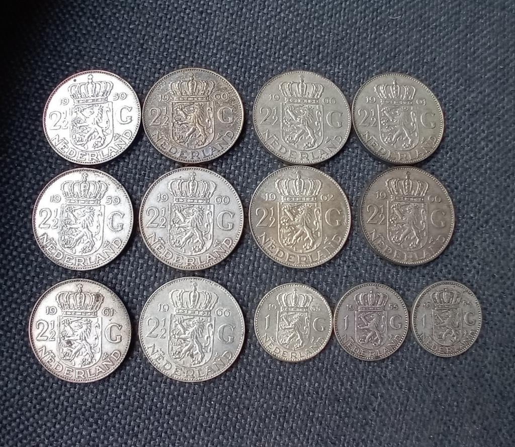 Zilveren rijksdaalders Nederland, Koningin Juliana, Zilver, Ophalen of Verzenden, Losse munt