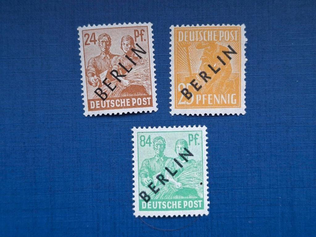 Postzegel Berlijn 1948 PF 3 zegels Overdruk Zwart 01-04, Ophalen of Verzenden, BRD, Postfris