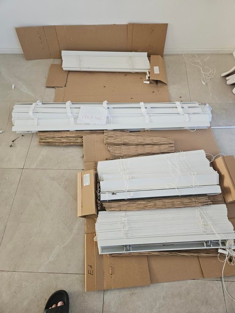 Witte houten luxaflex - diverse maten, Gebruikt, Wit, 150 tot 200 cm, Ophalen of Verzenden