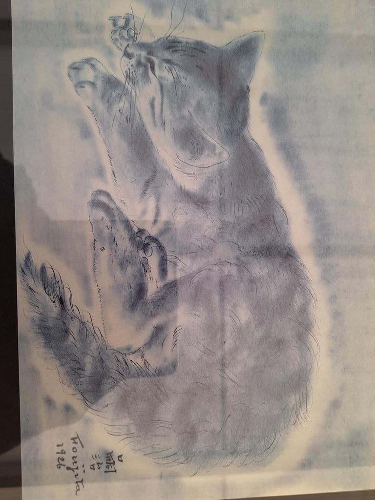 Tekening kat van Japanse kunstenaar uit 1926, Antiek en Kunst, Ophalen of Verzenden