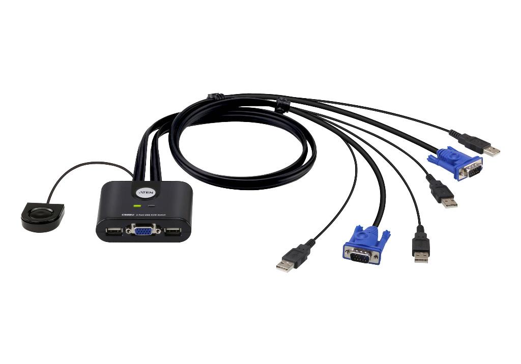 Aten 2-Port USB VGA Cable KVM Switch CS22U, Ophalen of Verzenden, Zo goed als nieuw, Aten