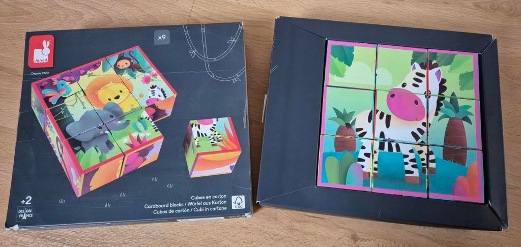Janod blokpuzzel jungledieren - compleet!, Ophalen of Verzenden, Minder dan 10 stukjes, Zo goed als nieuw, 2 tot 4 jaar