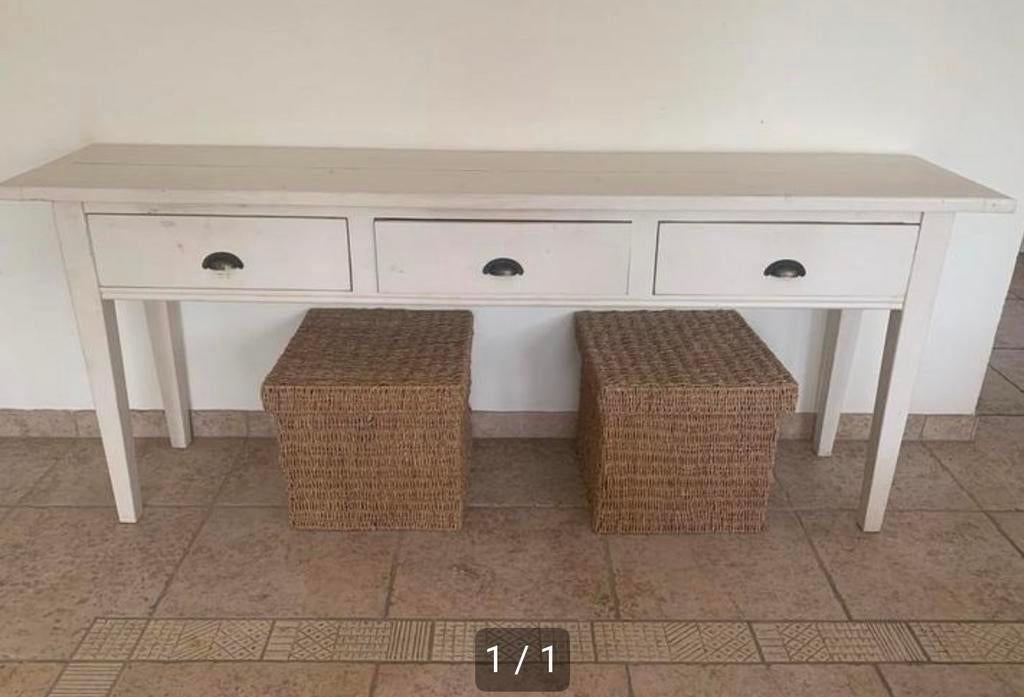 Rieten manden, Huis en Inrichting, Tafels | Sidetables, Ophalen, Vierkant, Minder dan 50 cm, Zo goed als nieuw