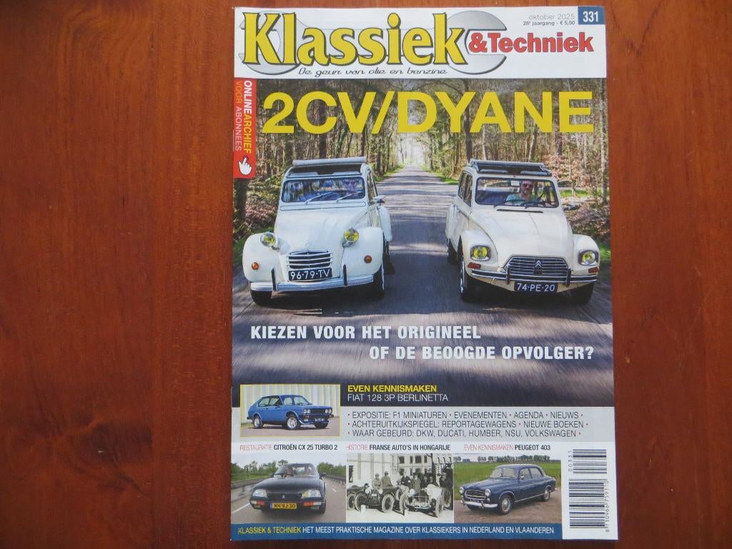 Klassiek & Techniek 331 Citroën 2CV en Dyane, Fiat 128 3P, Ophalen of Verzenden, Nieuw, Citroën