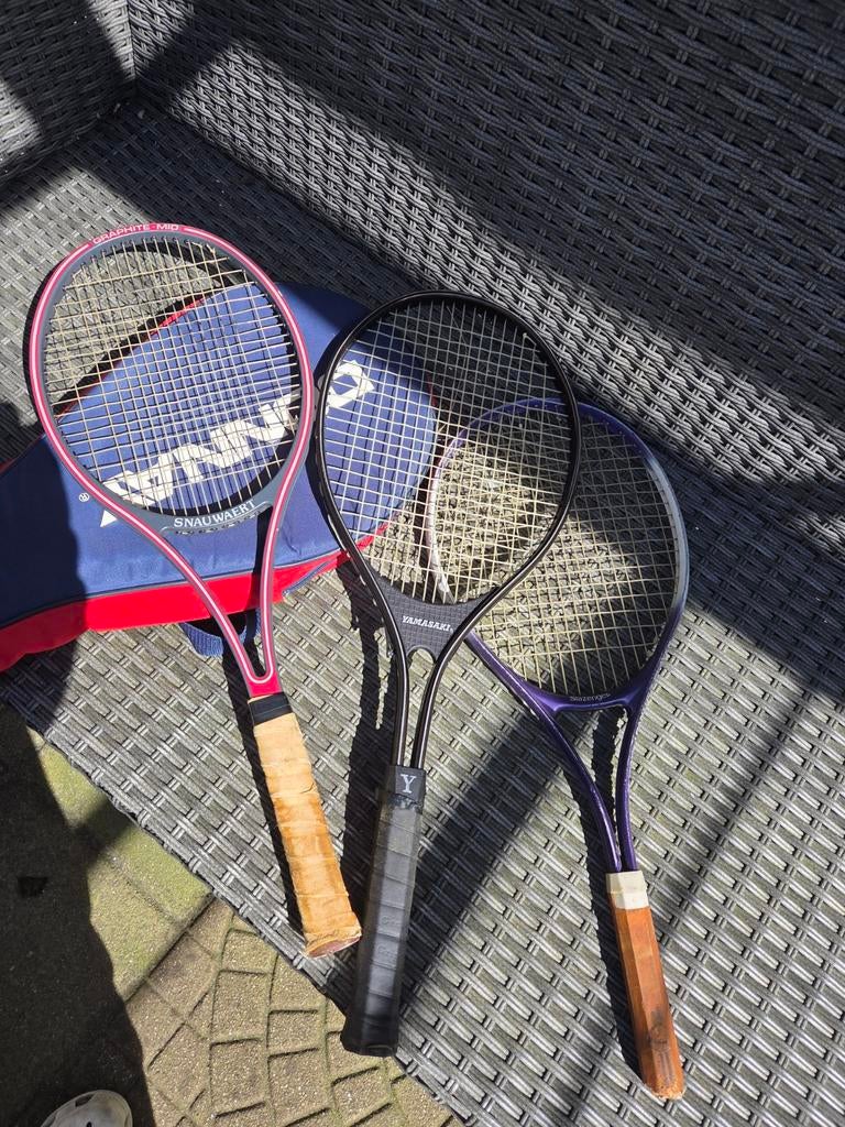 3 tennisrackets in tas. Snauwaert slazenger yamasaki, Sport en Fitness, Tennis, Ophalen, Gebruikt, Racket, Overige merken