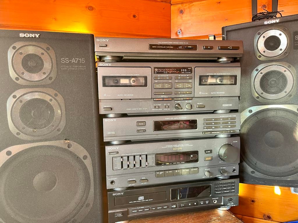 Sony stereo-set met platenspeler en speakers, Gebruikt, Cassettedeck, Sony, Losse componenten
