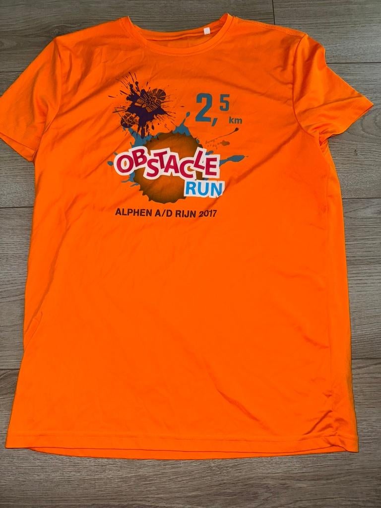 Obstacle run tshirt shirt l sportshirt oranje sport, Maat 52/54 (L), Verzenden, Overige typen, Oranje