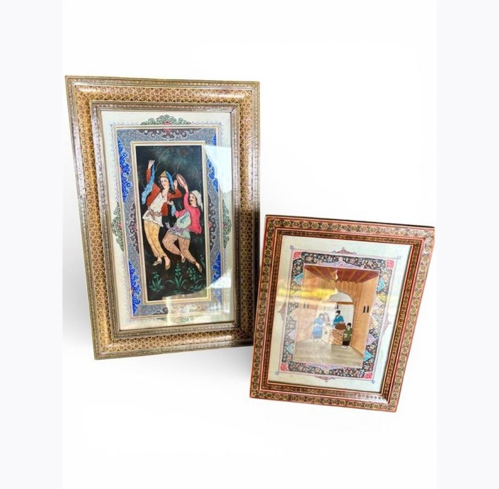 Perzische miniatuurschilderkunst met lijst, Ophalen of Verzenden