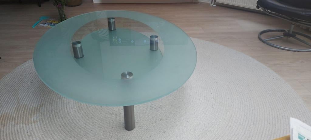 Glazen salontafel, hxbxl 29 x100x140 cm afschroefbare poten, Ophalen of Verzenden, Rechthoekig, 100 tot 150 cm, 50 tot 100 cm