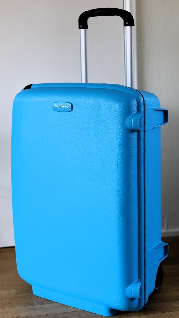 SAMSONITE REISKOFFER ( BLAUW ), Wieltjes, Hard kunststof, 45 tot 55 cm, Ophalen of Verzenden