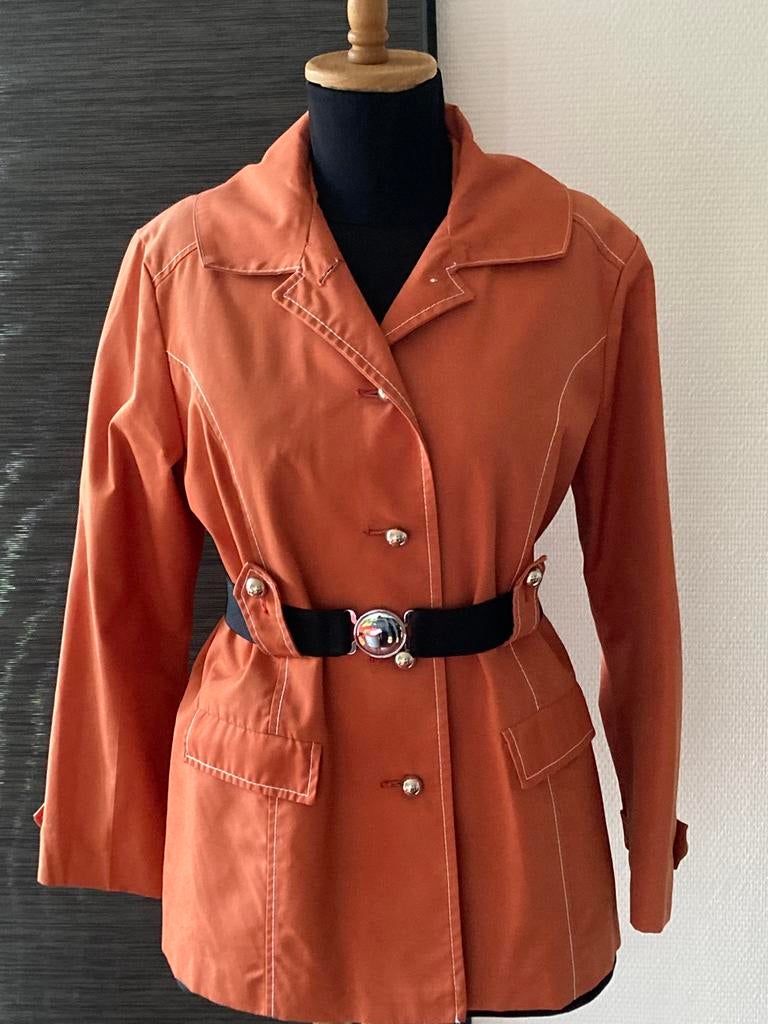 Vintage 1970s oranje Hunter trenchcoat jas, Ophalen of Verzenden, Zo goed als nieuw, Maat 38/40 (M), Oranje