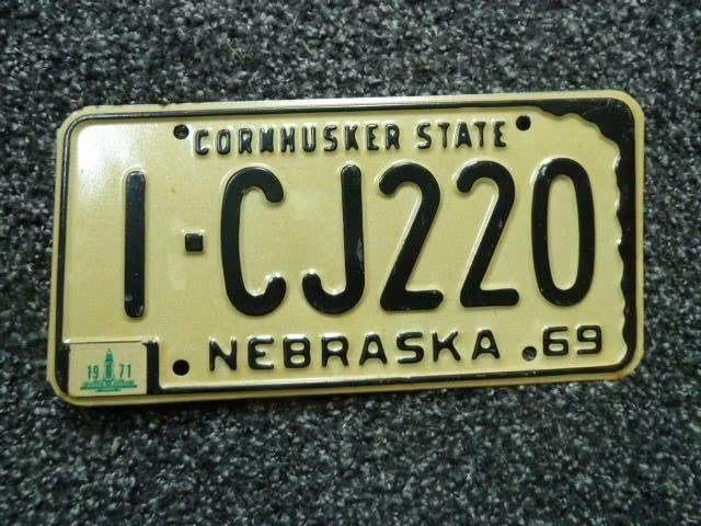 Kentekenplaat licenseplate Nebraska Cornhusker State 1969 US, Verzenden, Gebruikt, Auto's