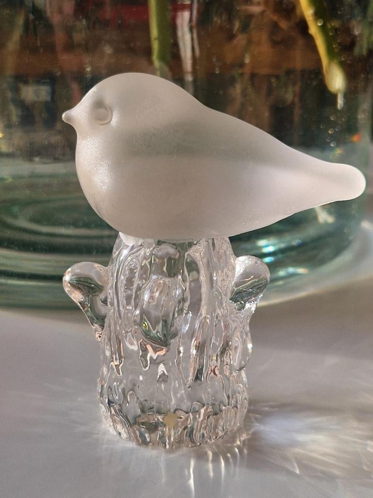 Vintage press papier kristallen vogel Zweeds Reijmyre, Ophalen