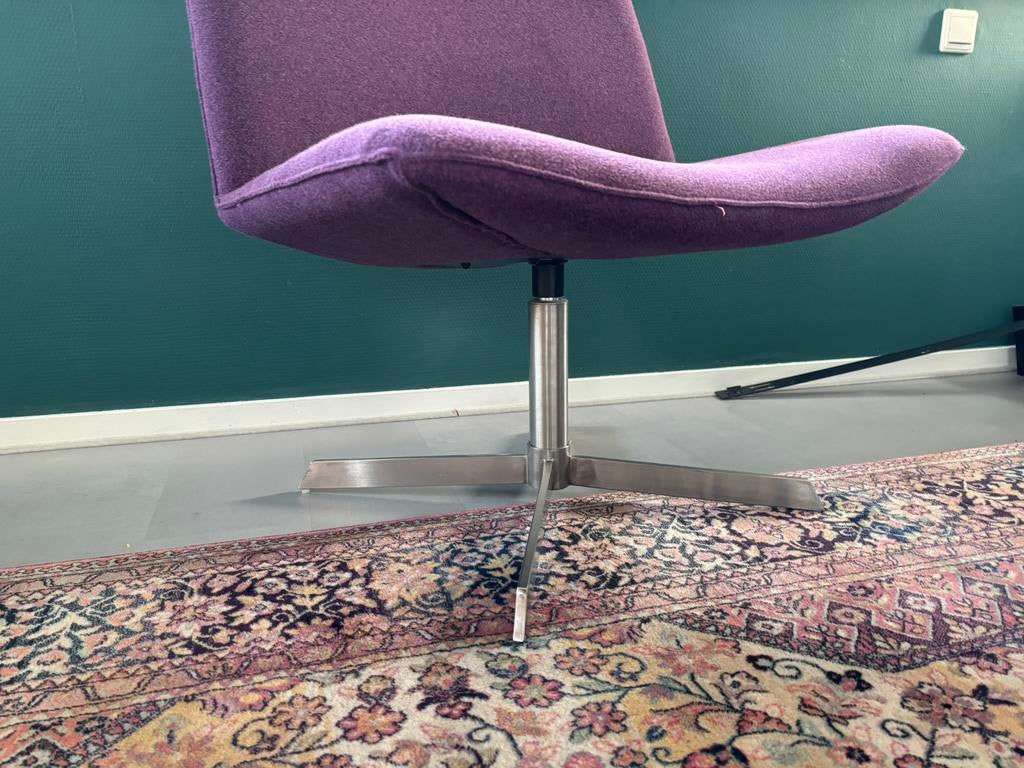 Design fauteuil / loungestoel – paars – draaibaar, Ophalen, ', Modern, mid-century of eclectisch interieur., Minder dan 75 cm