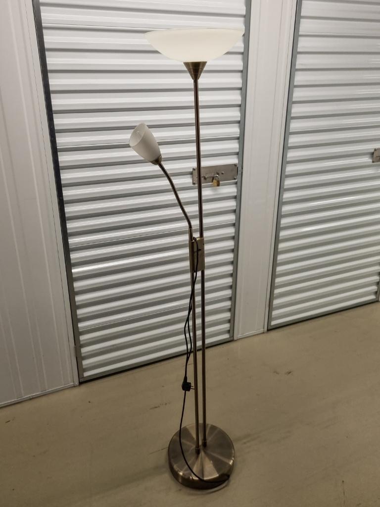 Staande vloerlamp met leeslamp en dimmer, Ophalen, Gebruikt, Glas, 150 tot 200 cm