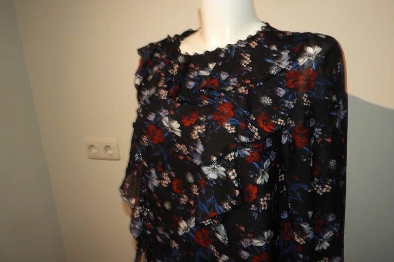 Erdem x H&M zijde top bonte bloemen print ruches M, Maat 38/40 (M), Overige kleuren, Verzenden, Zo goed als nieuw
