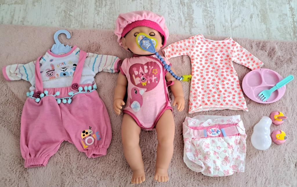 Groot pakket Baby born meisje versie soft touch 43 cm, Ophalen of Verzenden, Zo goed als nieuw, Babypop