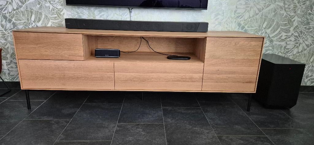 Te koop Ethnicraft TV-meubel Whitebird., Huis en Inrichting, Kasten | Televisiemeubels, Ophalen, 150 tot 200 cm, Eikenhout, Zo goed als nieuw