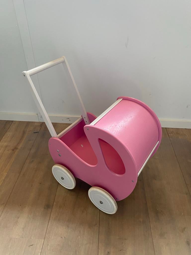 Houten poppenwagen roze, Ophalen, Gebruikt, Overige typen