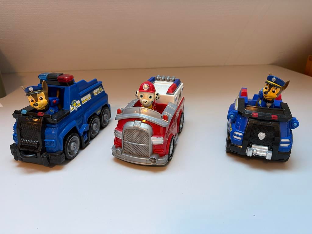 Paw Patrol auto's met figuren - Chase, Marshall, Rocky, Ophalen of Verzenden, Gebruikt