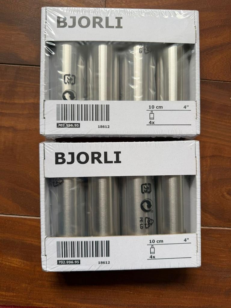 IKEA BJORLI bedpoten 10 cm roestvrij staalkleur 8x, Ophalen, Nieuw, Metaal