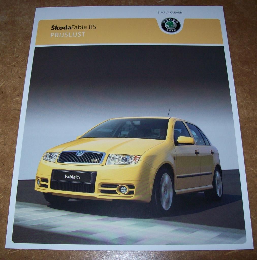 prijslijstbrochure Skoda Fabia RS  2017, Ophalen of Verzenden, Nieuw, Overige merken