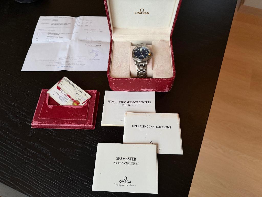 Omega Seamaster titanium automaat full set, electric blue, Ophalen, Overige materialen, Gebruikt, Polshorloge