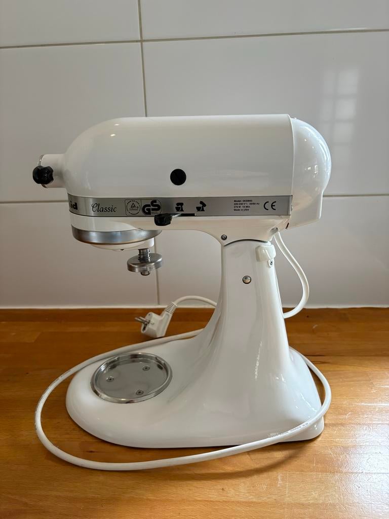KitchenAid Classic Keukenmachine Wit (5KSM45), Ophalen, Gebruikt, 3 snelheden of meer, 2 tot 3 liter