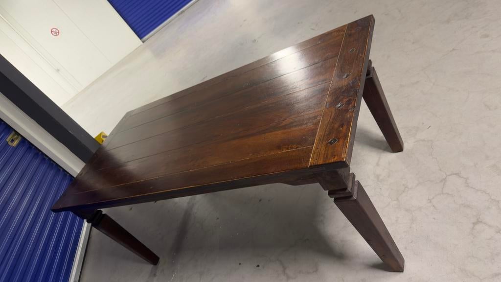 Koloniale massief houten industriële eettafel, Ophalen, Gebruikt, 50 tot 100 cm, Industrieel koloniaal