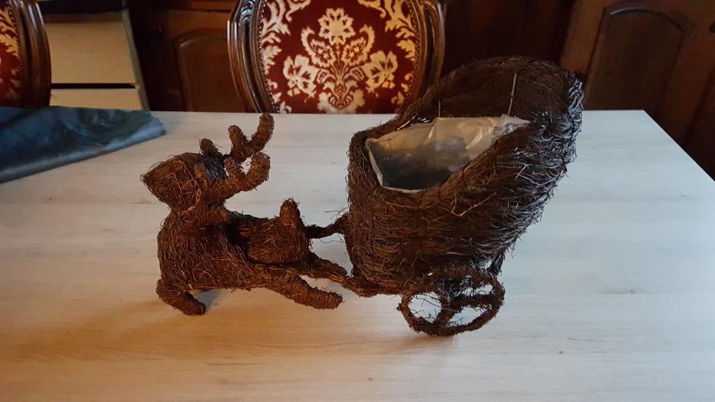 Rendier plantpot/bloempot kerst 27 cm h, 43 cm b, 15 cm, Ophalen of Verzenden, Glas of Kopje