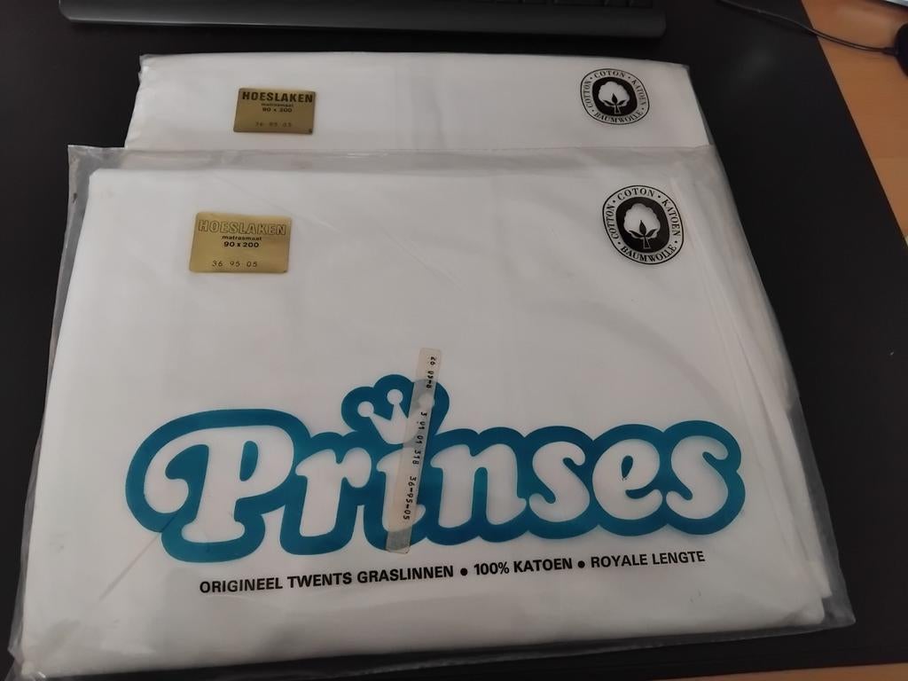 Vintage Princess hoeslaken 90x200, Eenpersoons, Wit, Dekbedovertrek, Nieuw