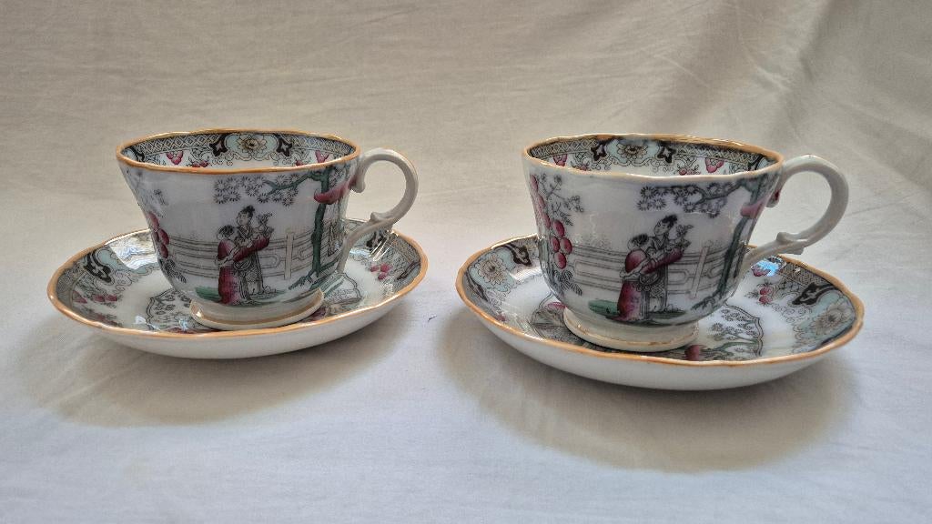 2 Canton Chocolade kop en schotel Regout, Antiek en Kunst, Antiek | Servies los, Ophalen of Verzenden