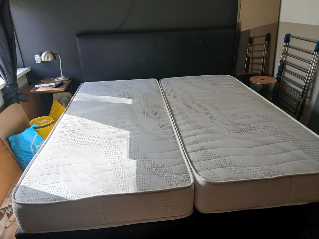 2 persoons boxspring, Gebruikt, Wit, Tweepersoons, Ophalen of Verzenden