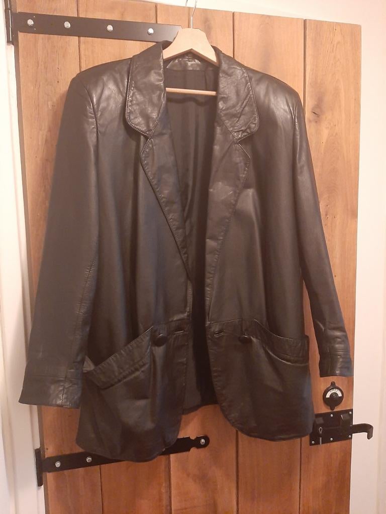 Zwart lederen leren jas maat 40, Ophalen of Verzenden, Zo goed als nieuw, Maat 38/40 (M), Zwart