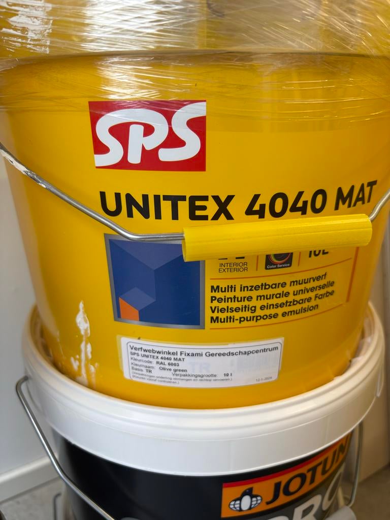 SPS Unitex 4040 Mat - Olive Green - 10L, 5 tot 10 liter, Nieuw, Ophalen of Verzenden, Verf