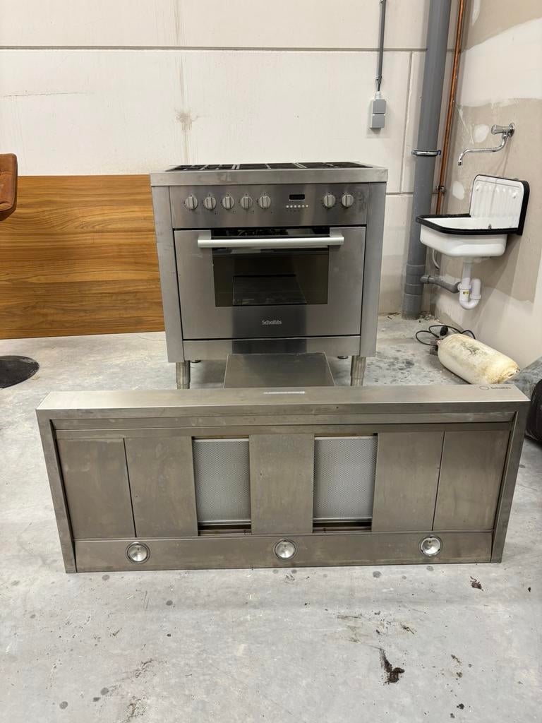 Scholtes professioneel gasfornuis RVS met oven + afzuigkap, Witgoed en Apparatuur, Ovens, Zo goed als nieuw, Vrijstaand, Oven met grill