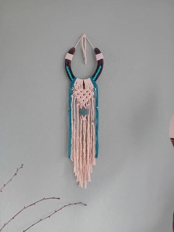 Versierd hoefijzer, macrame, wanddecoratie, Ophalen of Verzenden, Nieuw