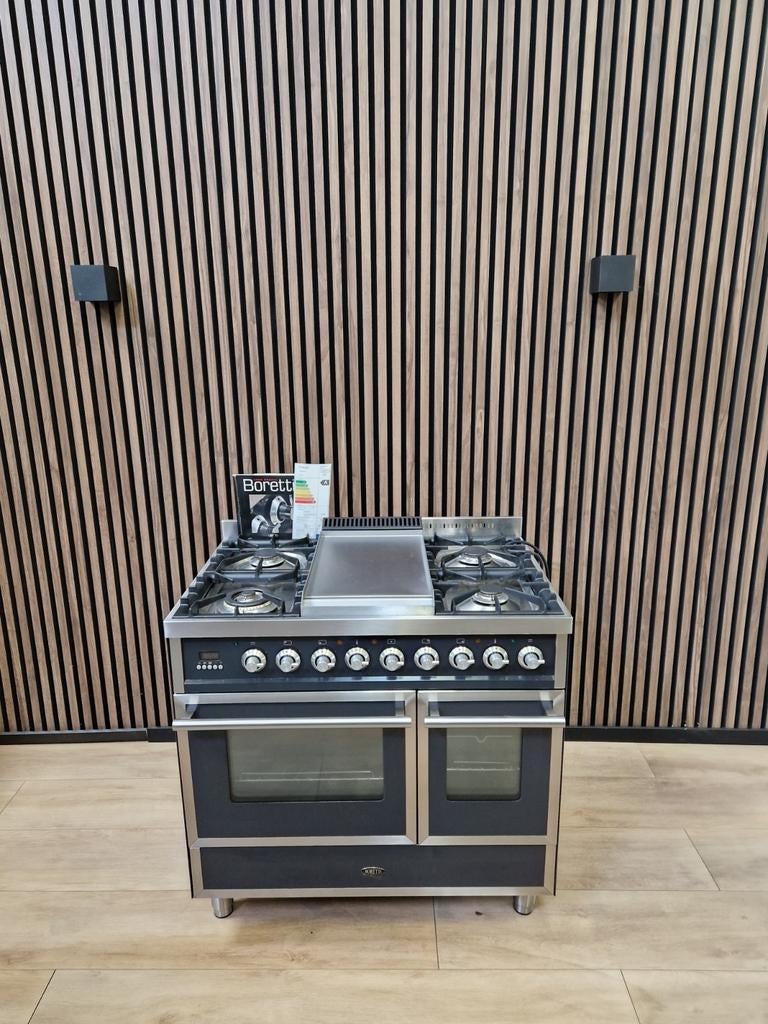 Luxe Antraciet Rvs Boretti Fornuis 90 cm (Gratis bezorgen), Witgoed en Apparatuur, Fornuizen, 60 cm of meer, Ophalen of Verzenden